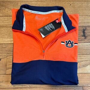 Under Armour Auburn Orange and Navy Long-sleeve Quarterzip Pullover